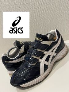 ★asics★アシックス★野球★ベースボール★トレーニングシューズ★スニーカー★エナメル★ベルクロストラップ★ネイビー★紺★28.0cm★