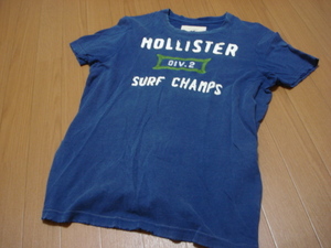 送料無料☆HOLLISTERデカロゴ半袖Tシャツ/メンズ/青/M/ホリスター