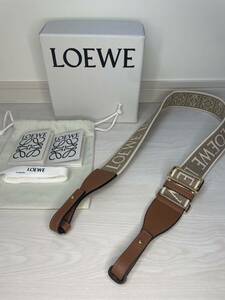 【ロエベ】LOEWE アナグラム ループストラップ　ジャカード&カーフ　ショルダーストラップ　パックチャーム　ジャガード　タン　ブラウン