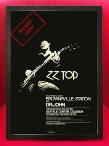 ポスター★ZZ Top☆ZZ トップ 1974年 シアトル コンサート レアポスター★ビリー・ギボンズ/Billy Gibbons/Pearly Gates/59レスポール