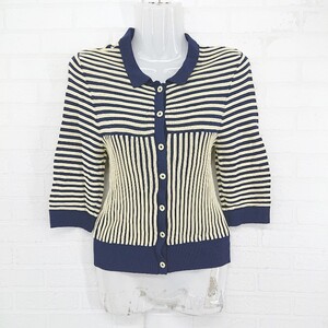 ◇ ZARA ザラ 五分袖 ニット カーディガン シャツ ブラウス サイズEUR M USA M MEX 28 ベージュ系 ネイビー系 レディース E