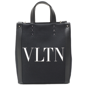 ヴァレンチノ バッグ メンズ VLTN エコラボ 2WAY トート ショルダーバッグ レザー ブラック VALENTINO 中古