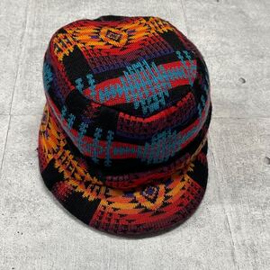 極美品 PENDLETON ネイティブ柄 オスロキャップ 総柄 ペンドルトン　ツバ付き ニット帽 2WAY 耳当て ハイクオリティー メリノウール YL1018