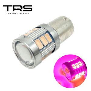 TRS LEDバルブ S25 シングル球 ピンク 18連 180度並行ピン 12/24V共用 アルミヒートシンク 310014