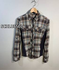 ■SCHLUSSEL シュリセル■2wayブルジップチェック長袖シャツ:2☆TA-955