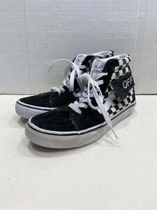 【VANS バンズ】 611327-0001 ハイカットスニーカー キッズ 子供靴 キャンバス 22.5cm ブラック チェック柄