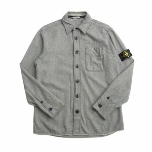 MH2293 ストーンアイランド/STONE ISLAND メンズM ウール混 ネルシャツ 長袖シャツ グレー系