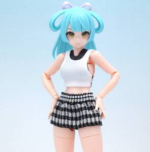 【神姫工房】 Summer Style: 「Checked skirt "黒"」 Ver.MEGAMI タンキニ メガミデバイス専用水着 1/12 ドール服