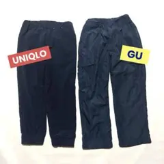 110cm GU UNIQLO 裏起毛ナイロンパンツ ネイビー