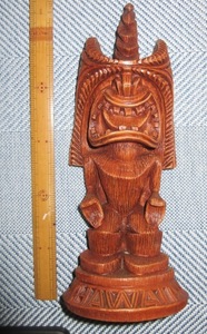 R061005 断捨離 処分 「祖母　ハワイお土産　TIKI　ティキ人形　木彫り　置物」保管品　USED　