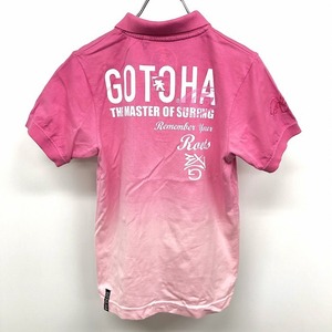 ガッチャ GOTCHA ポロシャツ Tシャツ生地 カットソー グラデーション 両面プリント ロゴ 英字 半袖 綿100% コットン XS ピンク レディース