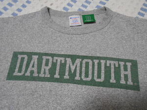 USA製！チャンピオン　T1011　Tシャツ　M　ダートマス　染み込みプリント　グレーｘグリーン　DARTMOUTH　カレッジ　YALE　アメリカ製