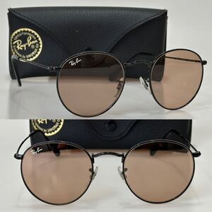 美品!!◇イタリア製 Ray-Ban ラウンドメタル RB3447-002/4B BLACK×PINK 50□21 レイバン サングラス