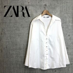 1O1321-O◆ ZARA ザラ スキッパーシャツ 金ボタン 長袖 フレアスリーブ トップス◆sizeXS コットン ホワイト 白