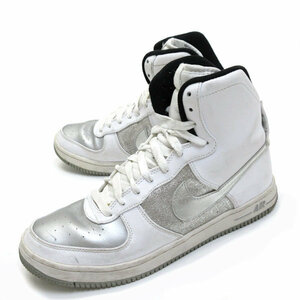 【25cm】ナイキ/NIKE WMNS AIR FEATHER HI スニーカー★白銀LADIES/I【中古】■