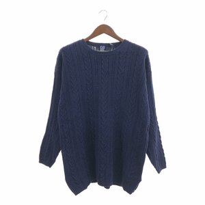 SALE/// 90年代 GAP ギャップ コットン ニット ケーブルニット セーター カジュアル オールドギャップ ネイビー (メンズ L) P5917