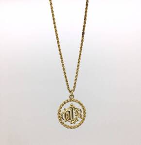 【1円】 Christian Dior クリスチャンディオール ネックレス エンブレム ゴールド