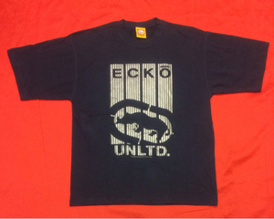 美品 ECKOエコー ロゴTシャツ ネイビーL リアルHiphopストリート