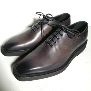 c0215 【新品同様・試着程度】 ★ベルルッティ Berluti★ カリグラフィー プレーントゥ 8 26.0~26.5cm程度 グレー 高級革靴 紳士靴 本革