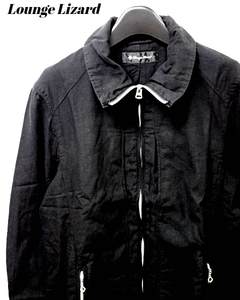 1【LOUNGE LIZARD Zip JACKET Black ラウンジリザード Zipジャケット Zipシャツジャケット ブラック】