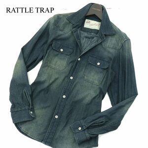 RATTLE TRAP メンズビギ 通年 USED加工★ ジャージ デニム 長袖 ウエスタン シャツ Sz.M　メンズ　A3T15141_C#C