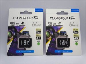 MicroSDカード【64GB】TEAMジャパン TEAUSDX64GIV30A103 UltraHD 4K UHS-1 U3タイプ A1 V30 90Mb/s UHS-I対応 マイクロSDXC