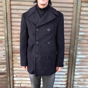 30s 貴重なサイズ34 U.S.NAVY 米軍実物 PEA COAT ヴィンテージ USN ウール ピーコート ステンシル 20s 40s S ミリタリー 大戦 アメリカ