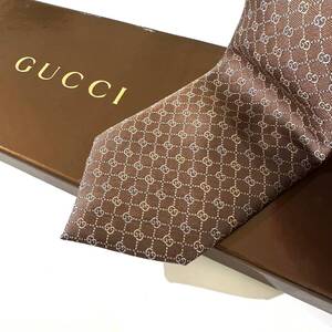 美品 GUCCI ネクタイ シルク100% ベージュ ブラウン 2410-497