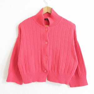 美品 agnes b. アニエスベー Cotton Lolotte Cardigan フランス製 ニットカーディガン 2 ピンク ◆