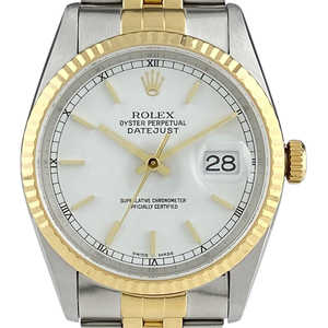 ロレックス ROLEX デイトジャスト 16233 腕時計 SS YG 自動巻き ホワイト メンズ 【中古】