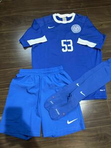 美品！玉川大学サッカー部支給品ユニフォーム上下セットMサイズ青ナイキNIKE高校大学選抜サッカーフットサル