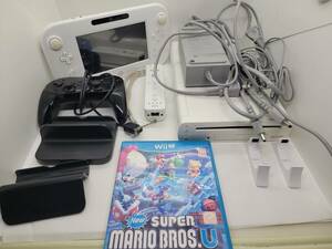 【1円スタート】WiiU スーパーマリオメーカーセット　ソフト×2枚付き　WiiクラシックコントローラーPRO　Wiiリモコン　動作確認済み　