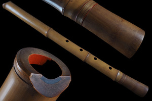 A_VG62 旧家初出 尺八 和楽器 統楽器 弦楽器 八寸管 一尺八寸 デー管 全長56cm (検 和楽器 伝鼓 笙 尺八 雅楽 能