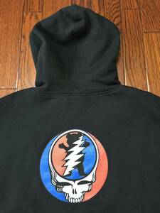 グレイトフルデッド GratefulDead × グリズリー Grizzly パーカー 黒 ブラック ロック バンド スケボー スケーター グリップテープ