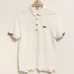 ラコステ Lacoste 半袖ポロシャツ サイズ4 XL - アイボリー×レッド×ダークネイビー メンズ トップス