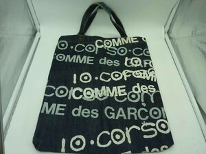 T【キ5-60】【送料無料】JUNYA WATANABE ジュンヤワタナベ 10 CORSO COMO コルソコモ デニム プリント トートバック/※ダメージ 使用感あり