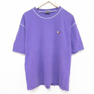 XL/古着 トミーヒルフィガー TOMMY HILFIGER トミージーンズ 半袖 ブランド Tシャツ メンズ 90s ワンポイントロゴ コットン クルーネッ