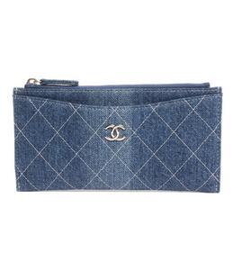 美品 シャネル 長財布 ココマーク シルバー金具 デニム AP0206 マトラッセ レディース CHANEL