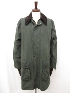 美品【バブアー Barbour】BORDER ボーダー オイルドジャケット ワックスコットンコート (メンズ) sizeL～XL相当 カーキ系 □17MW3581□