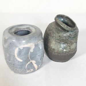 【2点セット/美品/作者・ブランド不明】掛花入れ 花器 アンティーク 陶器