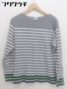 ◇ green label relaxing UNITED ARROWS ボーダー 長袖 Tシャツ カットソー サイズL グレー マルチ メンズ