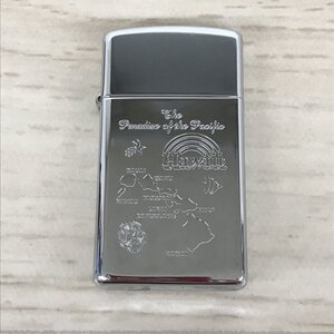 送料185円 ZIPPO/ジッポー オイルライター シルバーカラー スリムライター The paradise of the pacific Hawaii ハワイ 2002年製[C8563]