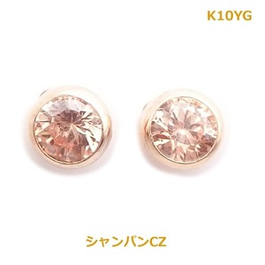 【送料無料】K10YGシャンパンCZスタッドピアス■778274-020