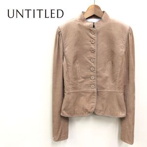 1O1000-K-N◆良品 日本製 UNTITLED アンタイトル 長袖コーデュロイジャケット◆size1 ベージュ 総裏 肩パッド スタンドカラー レディース