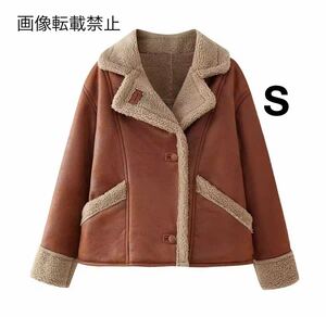 vintage ヴィンテージ レトロ ボア ムートン コート アウター Sサイズ レディース★ZARA 好きな方に★2024 A/W 冬新作 新品未使用★