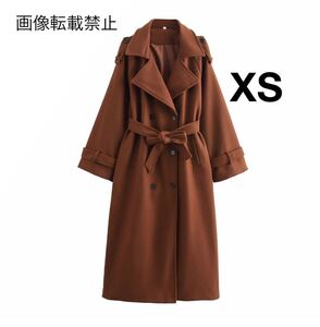 vintage ヴィンテージ レトロ ベルト付き ロングコート アウター XSサイズ レディース ★ZARA 好きな方に★2024 A/W 冬新作 新品未使用★