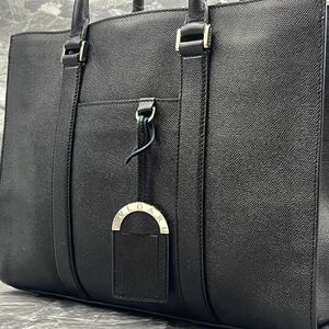 1円【極美品】BVLGARI ブルガリ マン ビジネスバッグ トートバッグ ブリーフケース ショルダー メンズ オールレザー ブラック 黒色 A4収納