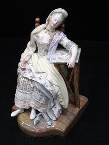 XE100★アンティーク マイセン うたた寝をする貴婦人 / Meissen 1825-1924 E58 眠っている女性 ロココ フィギュリン 西洋陶磁 現状渡し