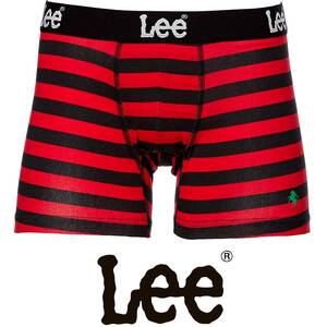 Lサイズ◆L◆Lee　リー　メンズボクサーパンツ◆赤黒ボーダー＋ワンポイント◆ニットボクサー◆新品未使用即決 ボクサーブリーフ