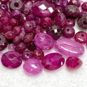 1円〜!!(ルビーアクセサリーパーツおまとめ51.5ct)d 約10.3g ルース 裸石 宝石 ジュエリー jewelry ruby beads w4 T5